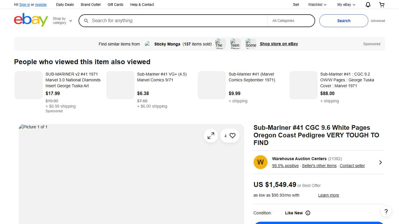 Sub-Mariner #41 CGC 9.6 White Pages Oregon Coast Pedigree VERY TOUGH TO FIND eBay